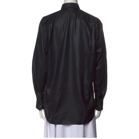 Pierre Balmain Black Sateen Button up shirt shiny blouse - Picture 3 of 6